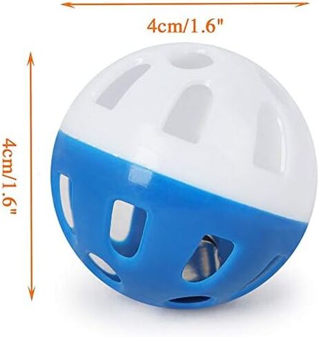 FadyDail 12PCS 5Color 1.6" Cat Toy Ball with Bell, Pet Toy Cat Bell Ball Cat Toy with Bell Cat Jingle Balls for Cats Kitten, Plastic Cat Toys Jingle Balls Pounce Chase Rattle Ball Toys in Kuwait