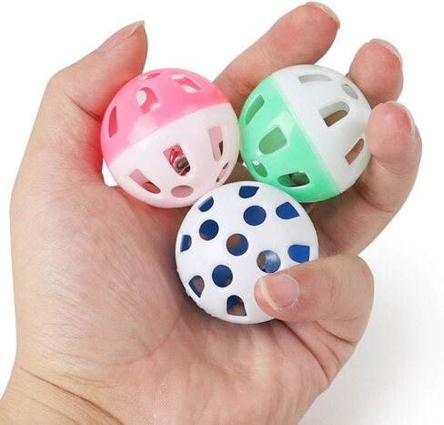 FadyDail 12PCS 5Color 1.6" Cat Toy Ball with Bell, Pet Toy Cat Bell Ball Cat Toy with Bell Cat Jingle Balls for Cats Kitten, Plastic Cat Toys Jingle Balls Pounce Chase Rattle Ball Toys in Kuwait
