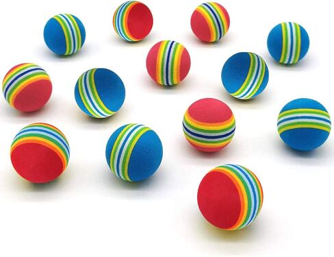 12 Pack 2 Color Rainbow Cat Toy Balls Soft EVA Foam Interactive Indoor Kittens Favorite Toys 1.38" Dia. Small Dogs Puppies Toy Balls Bulk Activity Chase Quiet Play Sponge Ball in Kuwait