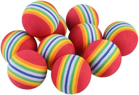 12 Pack 2 Color Rainbow Cat Toy Balls Soft EVA Foam Interactive Indoor Kittens Favorite Toys 1.38" Dia. Small Dogs Puppies Toy Balls Bulk Activity Chase Quiet Play Sponge Ball in Kuwait