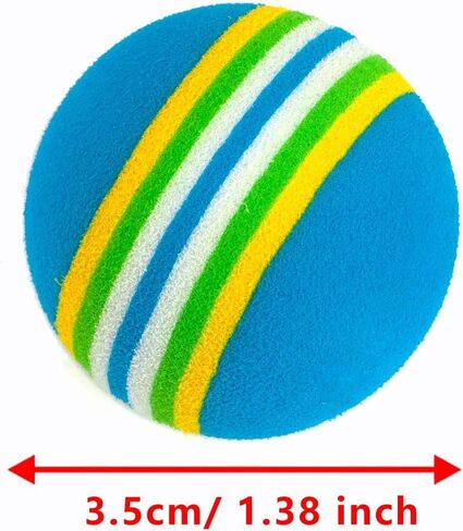 12 Pack 2 Color Rainbow Cat Toy Balls Soft EVA Foam Interactive Indoor Kittens Favorite Toys 1.38" Dia. Small Dogs Puppies Toy Balls Bulk Activity Chase Quiet Play Sponge Ball in Kuwait