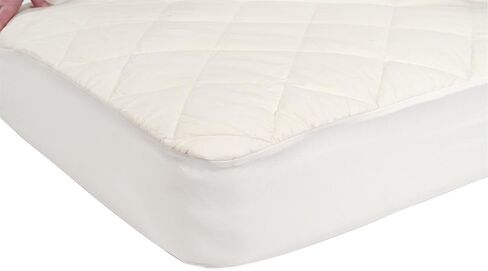 غطاء مرتبة من القطن العضوي المبطن من سيلي يسمح بمرور الهواء ومقاوم للماء وغطاء حماية مرتبة لسرير الأطفال الصغار، بدون ضوضاء، يمكن غسله في الغسالة وتجفيفه في المجفف، مقاس 52 × 28 - كريمي in Kuwait