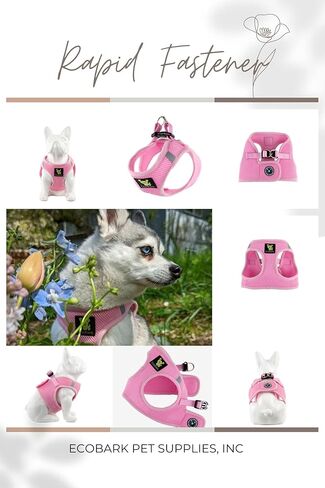 سرج الكلاب EcoBark Teacup - سرج للكلاب، سرج للكلاب البيئية مقاس XXS وXS والكلاب الصغيرة - سترة هالتر صغيرة عاكسة وقابلة للتعديل - سرج شبكي ناعم صغير لسلالات الألعاب (وردي فاتح، XXXS) in Kuwait