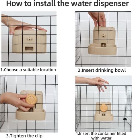 Hanging Automatic Pet Food Water Dispenser, Auto Gravity Rabbit Feeder and Water Dispenser Set，Cage Food Bowl Feeding Station for Puppy Kitten Rabbit Chinchilla Hedgehog Guinea Pig Ferret in Kuwait