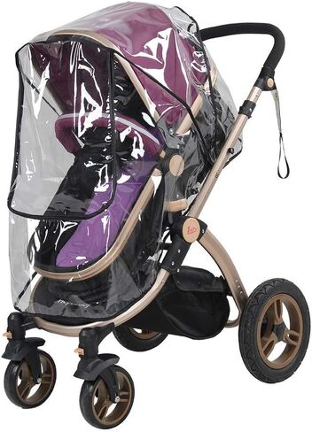 Stroller Rain Cover, Pram Rain Cover Waterproof Transparent Can Be Folded for Stroller for Baby in Saudi Arabia