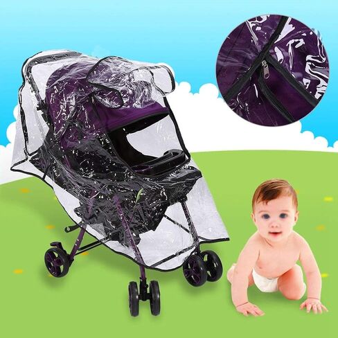 Stroller Rain Cover, Pram Rain Cover Waterproof Transparent Can Be Folded for Stroller for Baby in Saudi Arabia