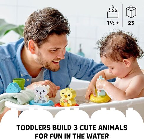 LEGO DUPLO 10965 - Bath Time Fun, Floating Animal Train Bathtub Water Toy for Babies and Toddlers 1.5-3 Years Old with Duck, Hippo, and Polar Bear, Easy to Clean, Great Tub Float Toy for Kids in Saudi Arabia