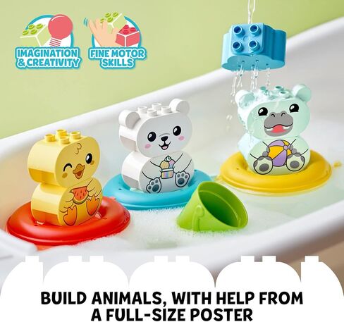 LEGO DUPLO 10965 - Bath Time Fun, Floating Animal Train Bathtub Water Toy for Babies and Toddlers 1.5-3 Years Old with Duck, Hippo, and Polar Bear, Easy to Clean, Great Tub Float Toy for Kids in Saudi Arabia