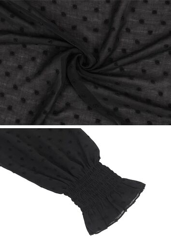 Anna-Kaci Long Sleeve Swiss Dot Lined Maxi Dress for Women Smocked Tied Detail Square Neck in Saudi Arabia