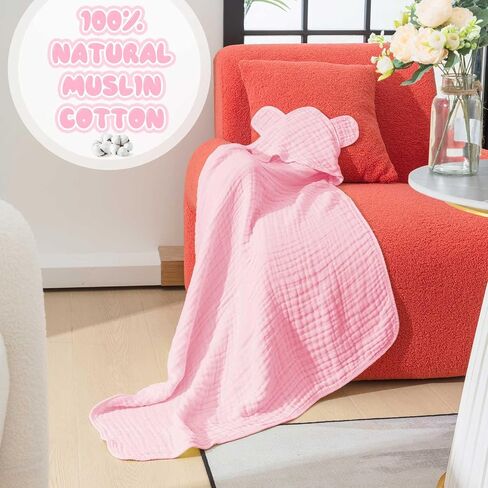 Preboun 3 Pcs Muslin Baby Bath Towel with Hood 6 Layers Cute Hooded Baby Towels Cotton Absorbent Baby Hooded Towel for Newborn Kids Girl Infant Boys Toddler Shower Gift Supplies (Grey,Blue,White) in Saudi Arabia
