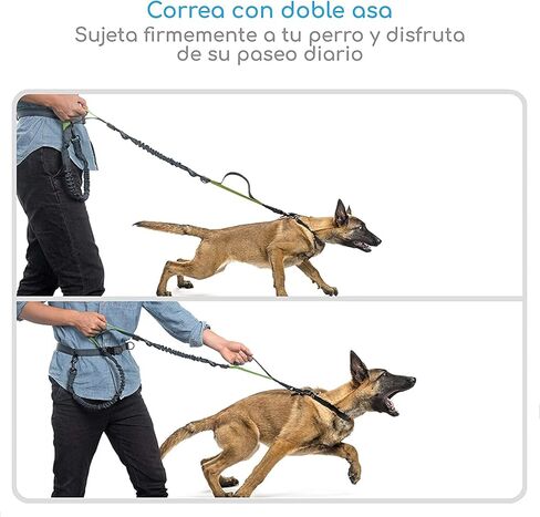 زمام للكلاب بدون يد مع حزام قابل للتعديل، تصميم مطاطي مزدوج - مثالي للجري والركض والمشي من واي ال تي ار دي in Kuwait