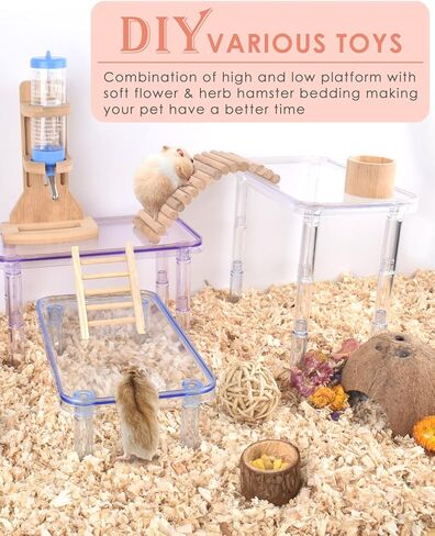 منصة بيساب هامستر، منصة لعب بلاستيكية للفئران للهامستر السوري القزم والجربوع والفئران ديغوس أو غيرها من ملحقات قفص الحيوانات الأليفة الصغيرة - أزرق سماوي in Kuwait