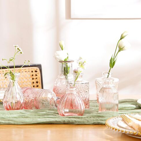 مجموعة مزهريات زجاجية من جيلوفلي مكونة من 12 قطعة، مزهريات صغيرة للزهور، مزهريات برعم شفافة بكميات كبيرة، مزهريات زجاجية لطيفة للقطع المركزية، مزهرية صغيرة عتيقة لتزيين الزفاف، ديكور طاولة منزلي ريفي in Kuwait