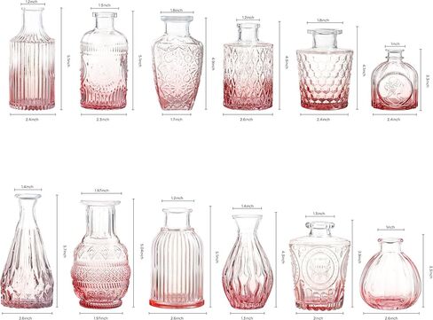 مجموعة مزهريات زجاجية من جيلوفلي مكونة من 12 قطعة، مزهريات صغيرة للزهور، مزهريات برعم شفافة بكميات كبيرة، مزهريات زجاجية لطيفة للقطع المركزية، مزهرية صغيرة عتيقة لتزيين الزفاف، ديكور طاولة منزلي ريفي in Kuwait