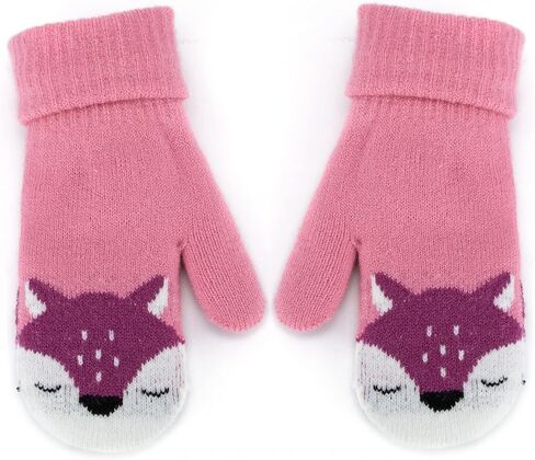 قفازات الأطفال الصغار قفازات شتوية دافئة وقابلة للتمدد محبوكة على شكل ثعلب للتزلج للفتيات الصغيرات والأولاد (2-5 سنوات للأطفال) in Kuwait