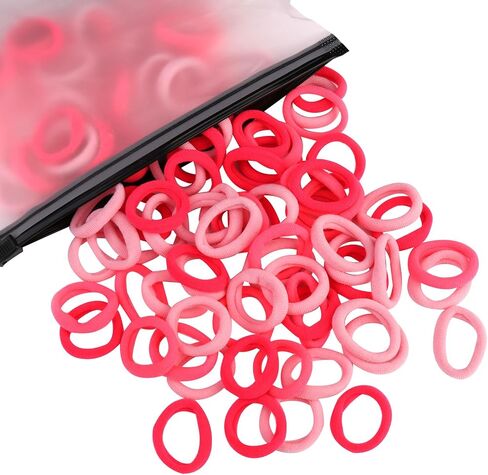 100 Pcs Baby Hair Ties, Cotton Hair Ties for Girls and Kids, Multicolor Small Seamless Hair Bands Elastic Ponytail Holders Kids Toddler Hair Tie toddler hair tie (Hot Pink) in Kuwait