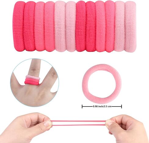 100 Pcs Baby Hair Ties, Cotton Hair Ties for Girls and Kids, Multicolor Small Seamless Hair Bands Elastic Ponytail Holders Kids Toddler Hair Tie toddler hair tie (Hot Pink) in Kuwait
