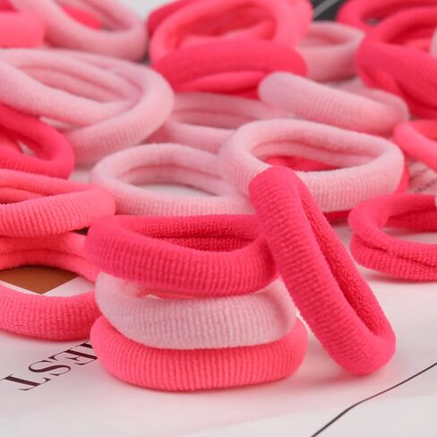 100 Pcs Baby Hair Ties, Cotton Hair Ties for Girls and Kids, Multicolor Small Seamless Hair Bands Elastic Ponytail Holders Kids Toddler Hair Tie toddler hair tie (Hot Pink) in Kuwait