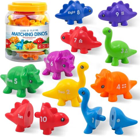 Montessori Learning Toys for Toddlers 1-3, Matching Letters Fine Motor Toy, Double-Sided 26 PCS ABC Dinosaur Alphabet Games for Kids Ages 3-5, Alphabet Learning Dinosaur Set for Kindergarten in Saudi Arabia
