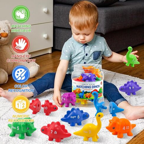 Montessori Learning Toys for Toddlers 1-3, Matching Letters Fine Motor Toy, Double-Sided 26 PCS ABC Dinosaur Alphabet Games for Kids Ages 3-5, Alphabet Learning Dinosaur Set for Kindergarten in Saudi Arabia