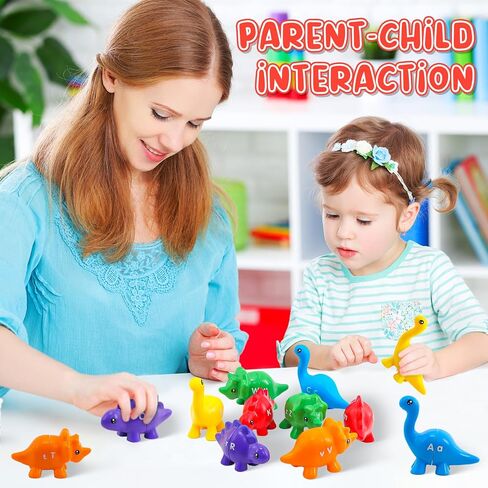 Montessori Learning Toys for Toddlers 1-3, Matching Letters Fine Motor Toy, Double-Sided 26 PCS ABC Dinosaur Alphabet Games for Kids Ages 3-5, Alphabet Learning Dinosaur Set for Kindergarten in Saudi Arabia