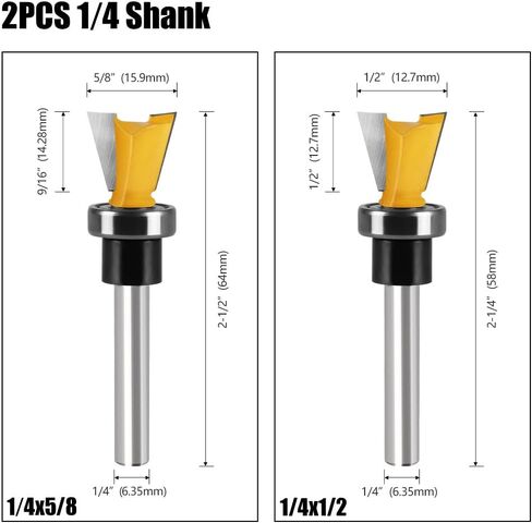 WSOOX 1/4 عرقوب مجموعة لقم التوجيه مع محمل 1/2 بوصة 5/8 بوصة قطع ضياء تتوافق لقم توجيه مشتركة لصنع صناديق خزائن النجارة. in Kuwait