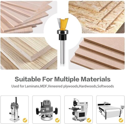 WSOOX 1/4 عرقوب مجموعة لقم التوجيه مع محمل 1/2 بوصة 5/8 بوصة قطع ضياء تتوافق لقم توجيه مشتركة لصنع صناديق خزائن النجارة. in Kuwait