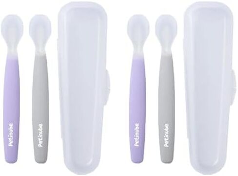 Silicone Baby Spoons, Feeding Spoons for Infants, BPA Free, Soft Silicone, Set of Spoons with Case, Travel Friendly, Made in Korea in Kuwait
