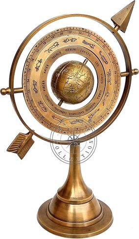 مجموعة هانزلا 27.94 سم كروي أرضي نحاسي عتيق مع سهم بقرص الشمس 26.67 سم منقوش عليها كلمة «Nautical Maritime Astrolabe » in Kuwait