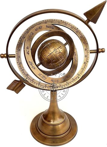 مجموعة هانزلا 27.94 سم كروي أرضي نحاسي عتيق مع سهم بقرص الشمس 26.67 سم منقوش عليها كلمة «Nautical Maritime Astrolabe » in Kuwait
