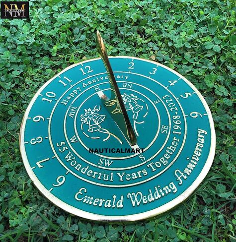 NauticalMart 55th Emerald Wedding Anniversary Sundial Gift for Parents, Grandparents, Friends, Husband or Wife, Couples, Him & Her Unique Marriage Present 2023 (55th Anniversary) in Saudi Arabia