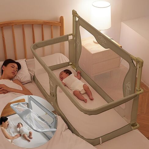 3 in 1 Baby bassinets bedside sleeper, co sleeping bed for baby, for co sleeper for baby in bed, Portable Crib, breathable and visible mesh window,soft washable liner cover and sturdy aluminum alloy ( in Saudi Arabia