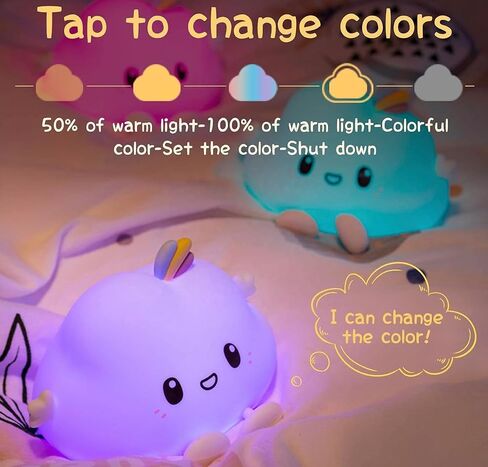 babyboo paris Baby Night Light Cloud, Nursery Decor, BabyShower Gift, USB Rechargeable Colorful Night Light for Kids Room, Silicone LED Light, Changing Colors, Toddler Christmas Gifts in Saudi Arabia