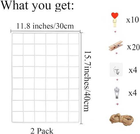 GBYAN Wall Grid 2 Pack Wire Photo Grid Panels Memo Board Wall Organizer(Gold) in Saudi Arabia