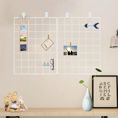 GBYAN Wall Grid 2 Pack Wire Photo Grid Panels Memo Board Wall Organizer(Gold) in Saudi Arabia