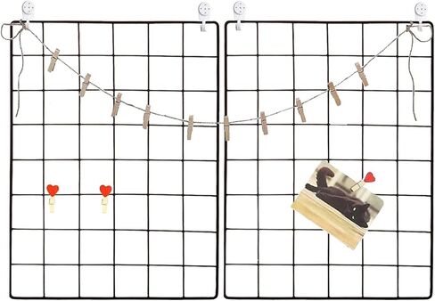 GBYAN Wall Grid 2 Pack Wire Photo Grid Panels Memo Board Wall Organizer(Gold) in Saudi Arabia