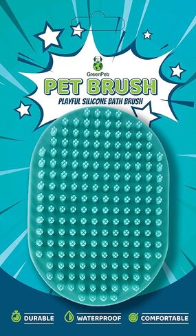 GreenPet Silicone Dog Grooming Brush - Waterproof Dog/Cat Bath Brush - Durable Wet/Dry Pet Shedding Brush for Loose Dog Hair - Comfortable Strap, Flexible Bristles in Kuwait