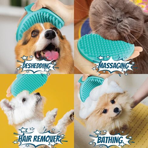 GreenPet Silicone Dog Grooming Brush - Waterproof Dog/Cat Bath Brush - Durable Wet/Dry Pet Shedding Brush for Loose Dog Hair - Comfortable Strap, Flexible Bristles in Kuwait