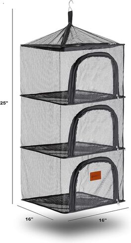 ويالرز شبكة جافة شبكية للحشرات، 4 طبقات معلقة في الهواء الطلق، منظم التخييم ملحقات المطبخ والاطباق والملابس والطعام والخضروات والفواكه رف قابل للطي للتخزين في المنزل والتخييم والنزهات والشواء in Kuwait