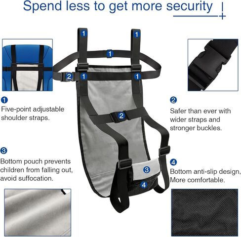 سرج عناية للاطفال الصغار، مستلزمات السفر بالطائرة للاطفال، حزام سفر محمول للسلامة على الطائرة، ملحقات طائرة للاطفال (رمادي) in Kuwait