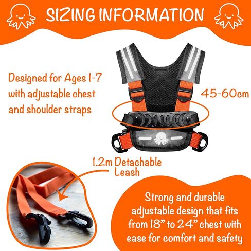 Autism Safety Harness with leash for Kids 2–7 | Walking Safety Vest with Grab Handles for Wandering Prevention in Saudi Arabia