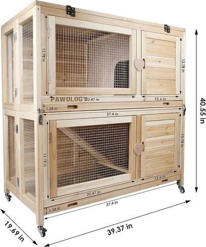 Collapsible Rabbit Hutch with Wheels, Upgrade Solid Wood Natrual Travel Bunny Houses & Habitats Rabbit Castle Jaula para Conejos Removable Rabbit Hideout, Idea for Rabbits Guinea Pigs,Nature in Kuwait