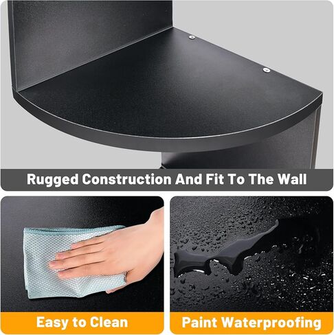 Renook 5-Tier Corner Shelves, Rustic Wood Wall Mount Corner Storage Shelves, Easy-to-Assemble Floating Wall Shelf for Home Decor and Accessories, Black Finish in Kuwait