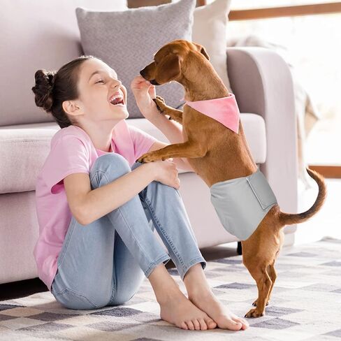 أفونت 3 عبوات من حفاضات الكلاب القابلة للغسل للذكور (S 10 "-12")، أغطية للكلاب الذكور قابلة لإعادة الاستخدام، أربطة بطن عالية الامتصاص، لفافة تبول للكلاب - أسود/بني/رمادي in Kuwait