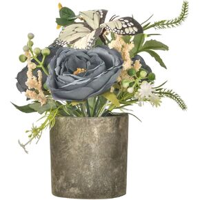 Daxi Events زهور اصطناعية بوعاء، حزم كاميليا صغيرة من الحرير الصناعي في وعاء، نباتات وهمية في المنزل والمكتب وغرفة المكتب ورف الطاولة ديكور القطع المركزية (عنابي) in Kuwait