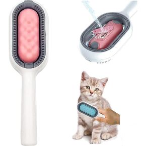 فرشاة فلافي بادي للعناية بالحيوانات الأليفة بتصميم فريد من نوعه لخزان المياه للكلاب والقطط - مشط مزدوج الجوانب لإزالة الشعر قابل لإعادة الاستخدام للتدليك والتنظيف، يزيل عقد الفراء والفرو السفلي الفضفاض (وردي) in Kuwait