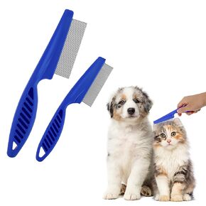 TIESOME Pet Hair Comb Tear Stain Removal,2 Pack Multifunctional Pets Grooming Comb Kit 2 in 1 Dog Combs Stainless Grooming Massage Dual-Sided Comb for Knots Crust Floating Hair Tangle Fleas(White)