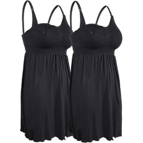 iloveSIA Plus Size Maternity Dress, Sleeveless Maternity Gowns，XL-3XL Nightgowns with Built-in Nursing Bra