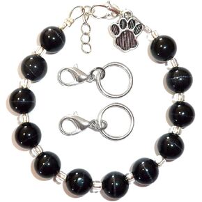 Pet Collar Adjustable Beaded Bling Jewelry Necklace, Pet Lover, Paw Print Charm, Small, Medium Dogs, Cats, Kittens, Puppies, Small Animal Accessories (9-11 1/2 Inches, Pearl)