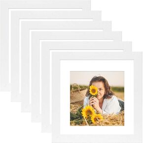 8x8 Picture Frame Rustic Black Wood Set of 6,Display Pictures 5x5 with Mat or 8x8 Without Mat,Multi Photo Frames Collage for Wall or Tabletop Display in Saudi Arabia